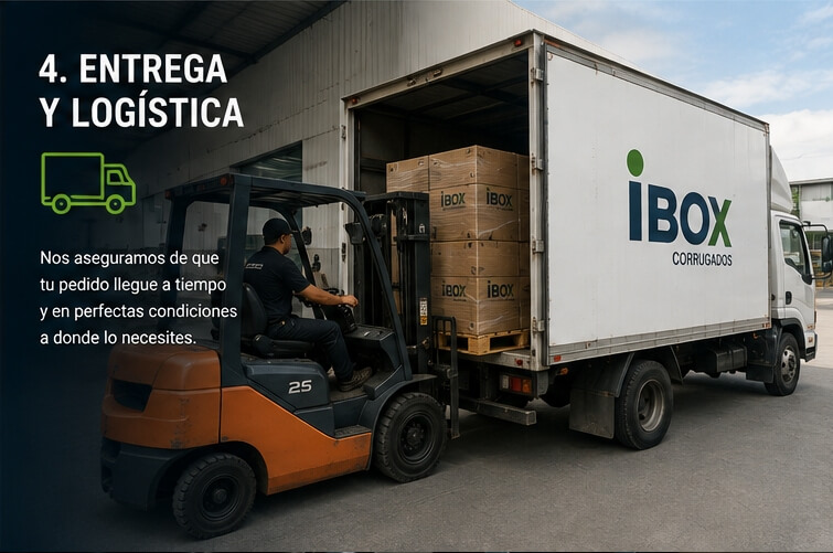Entrega y logística de cajas de cartón corrugado